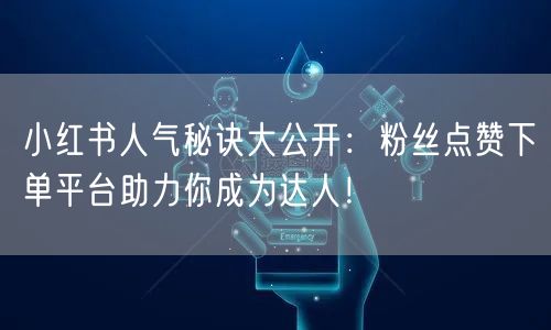 小红书人气秘诀大公开：粉丝点赞下单平台助力你成为达人！