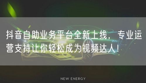 抖音自助业务平台全新上线,专业运营支持让你轻松成为视频达人!