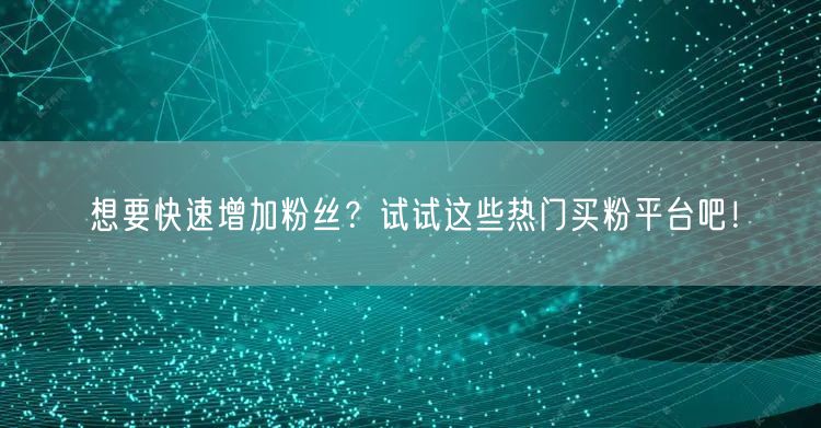 想要快速增加粉丝？试试这些热门买粉平台吧！