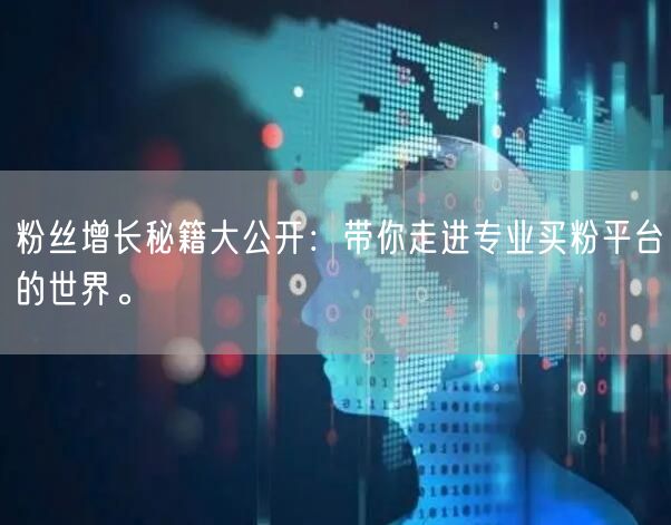 粉丝增长秘籍大公开：带你走进专业买粉平台的世界。