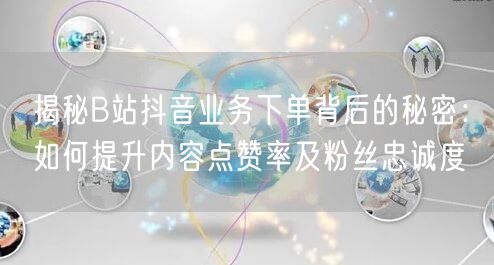 揭秘B站抖音业务下单背后的秘密：如何提升内容点赞率及粉丝忠诚度