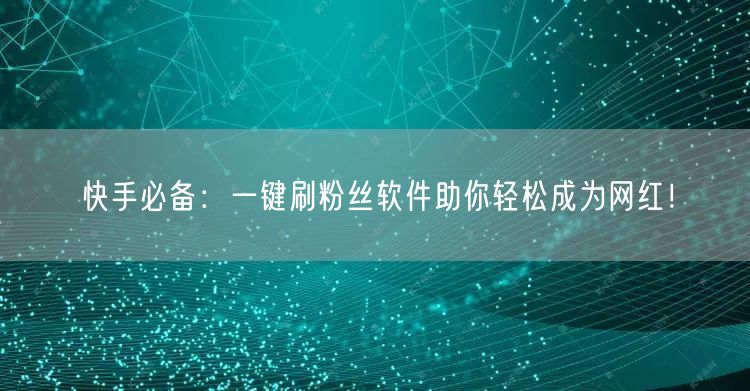 快手必备：一键刷粉丝软件助你轻松成为网红！
