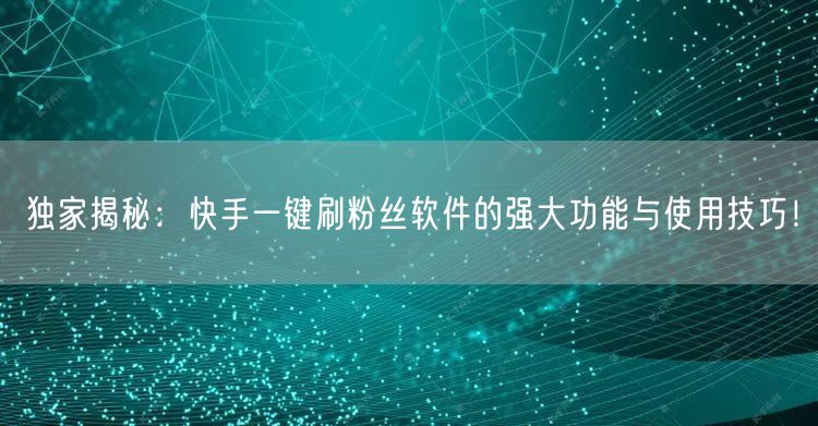 独家揭秘：快手一键刷粉丝软件的强大功能与使用技巧！