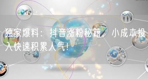 独家爆料：抖音涨粉秘籍，小成本投入快速积累人气！
