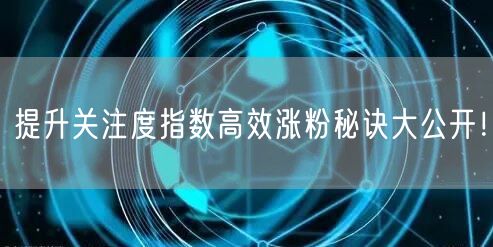 提升关注度指数高效涨粉秘诀大公开！
