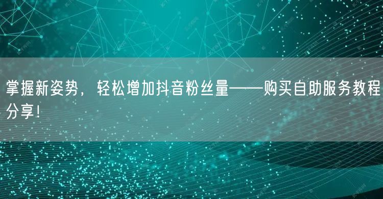 掌握新姿势,轻松增加抖音粉丝量——购买自助服务教程分享!