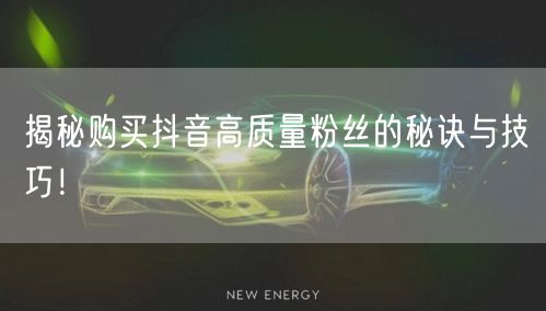 揭秘购买抖音高质量粉丝的秘诀与技巧！