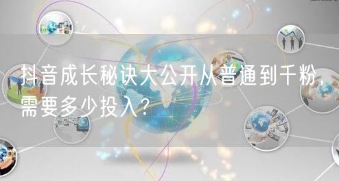 抖音成长秘诀大公开从普通到千粉，需要多少投入？