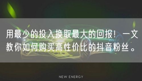 用最少的投入换取最大的回报!一文教你如何购买高性价比的抖音粉丝。