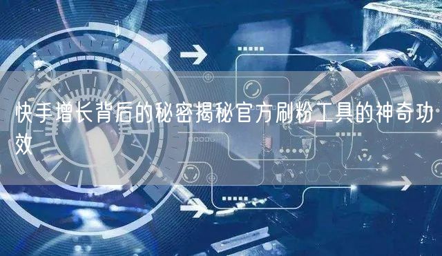 快手增长背后的秘密揭秘官方刷粉工具的神奇功效