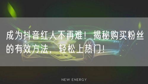 成为抖音红人不再难!揭秘购买粉丝的有效方法,轻松上热门!