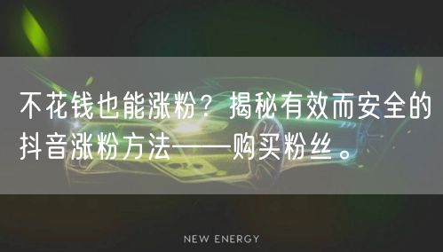 不花钱也能涨粉?揭秘有效而安全的抖音涨粉方法——购买粉丝。