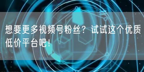 想要更多视频号粉丝？试试这个优质低价平台吧！