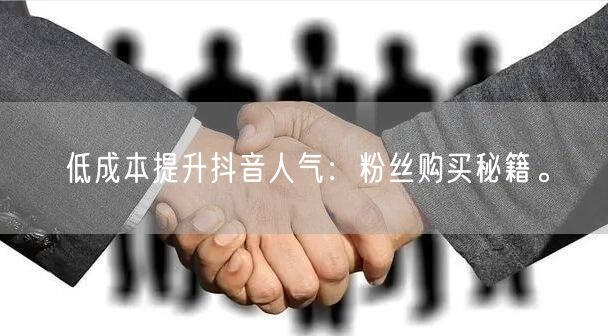 低成本提升抖音人气：粉丝购买秘籍。
