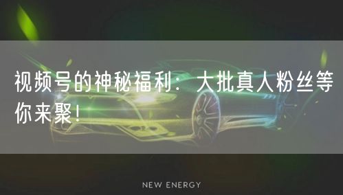 视频号的神秘福利:大批真人粉丝等你来聚!