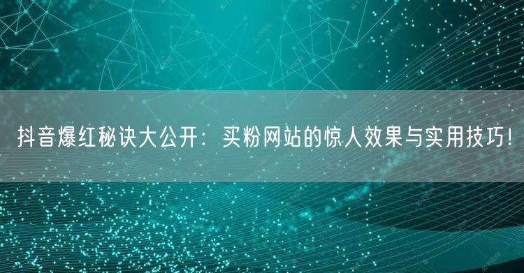 抖音爆红秘诀大公开:买粉网站的惊人效果与实用技巧!