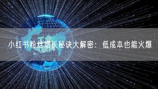 小红书粉丝增长秘诀大解密:低成本也能火爆