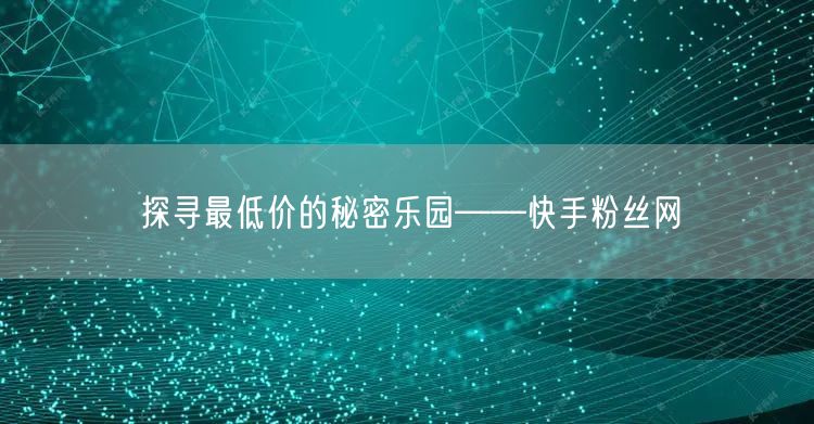 探寻最低价的秘密乐园——快手粉丝网