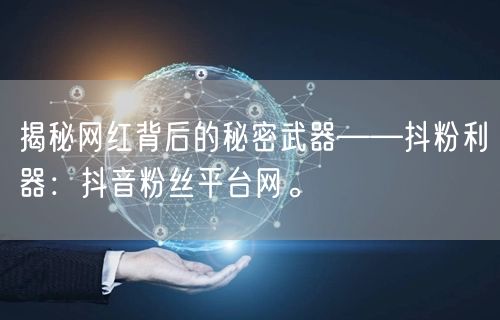 揭秘网红背后的秘密武器——抖粉利器：抖音粉丝平台网。