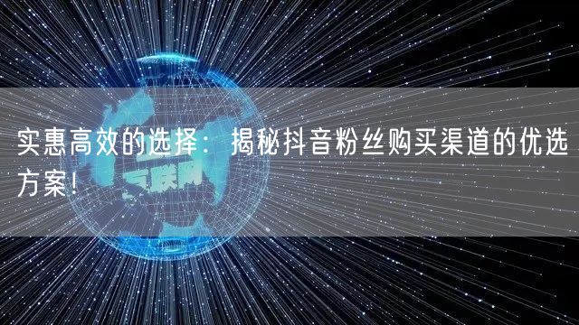 实惠高效的选择:揭秘抖音粉丝购买渠道的优选方案!